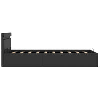 vidaXL Cama hidráulica c/ arrumação LED 90x200cm couro artifi. preto