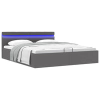 vidaXL Cama hidráulica c/ arrumação LED 90x200cm couro artifi. preto