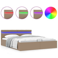 vidaXL Cama hidráulica c/ arrumação LED 90x200cm couro artifi. preto