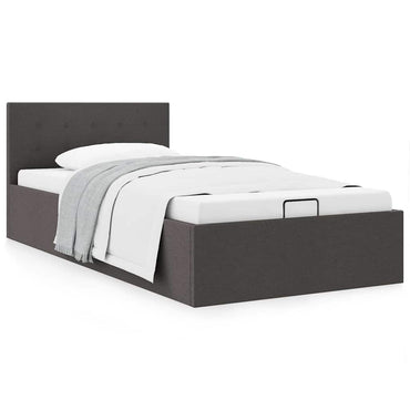 vidaXL Cama hidráulica arrumação 90x200cm tecido cinza-escuro