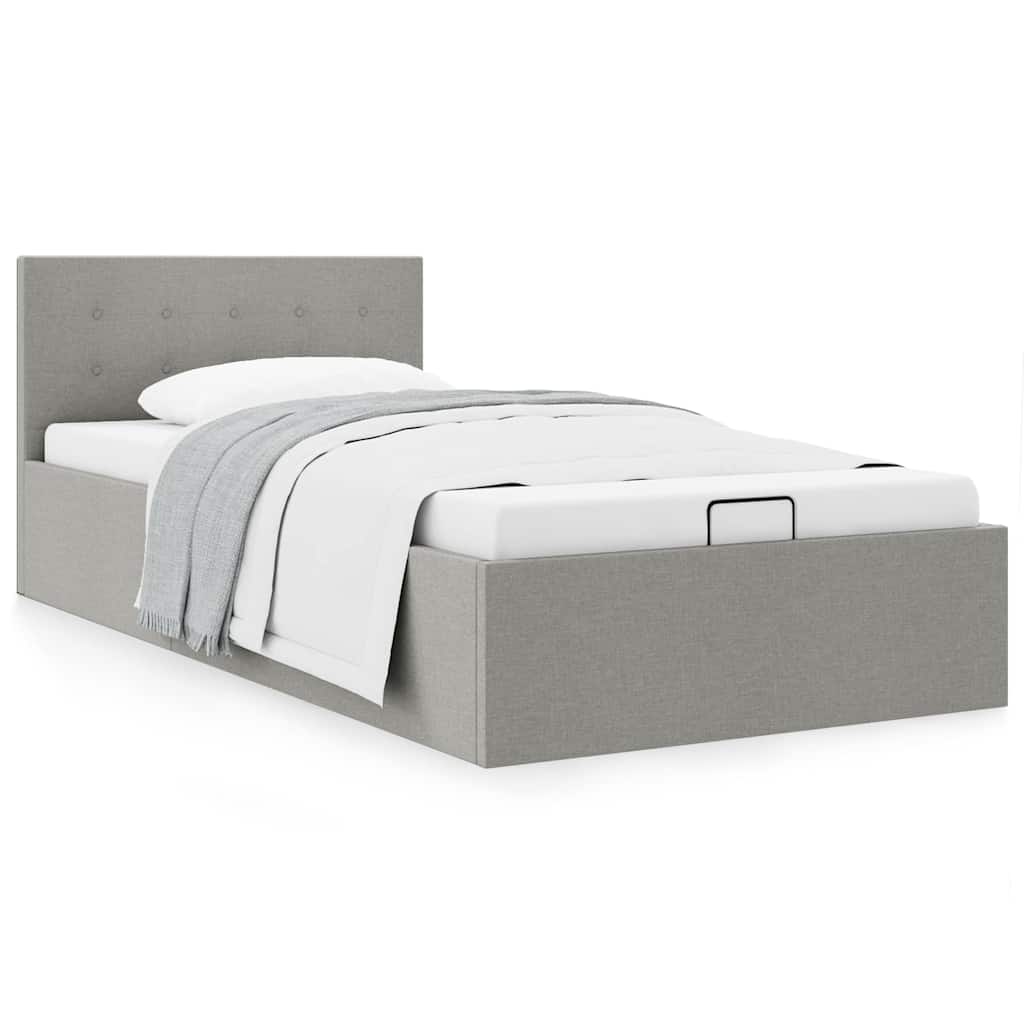 vidaXL Cama hidráulica arrumação 90x200cm tecido cinza-escuro