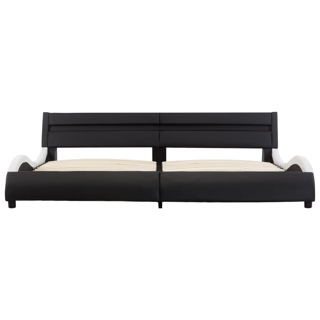 vidaXL Estrutura cama c/ LEDs 180x200cm couro artificial preto/branco