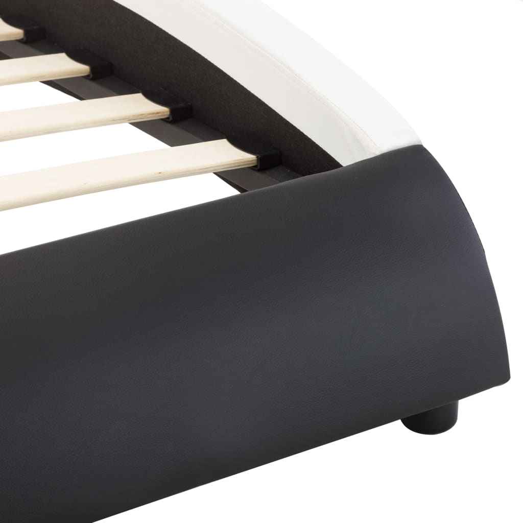 vidaXL Estrutura cama c/ LEDs 180x200cm couro artificial preto/branco