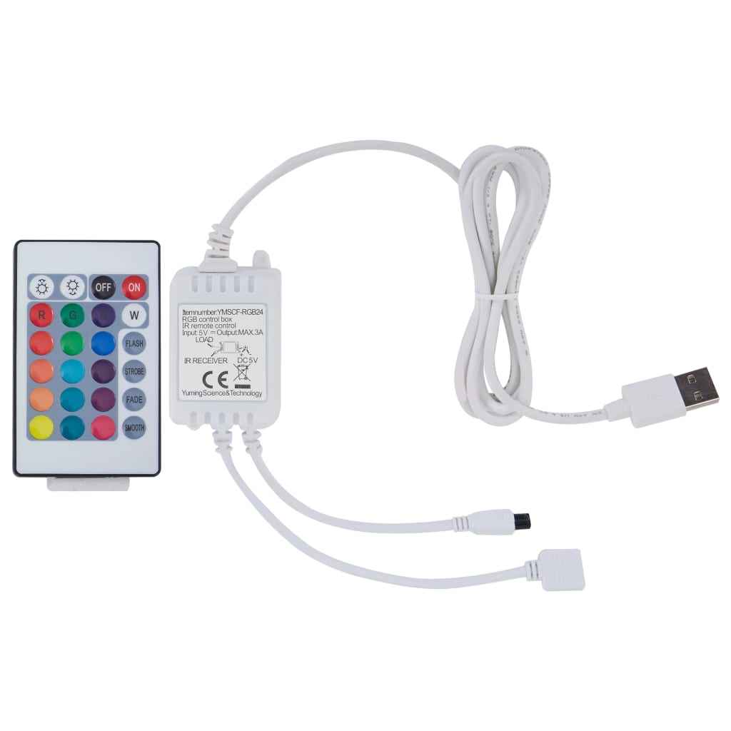 vidaXL Estrutura cama c/ LEDs 180x200cm couro artificial preto/branco