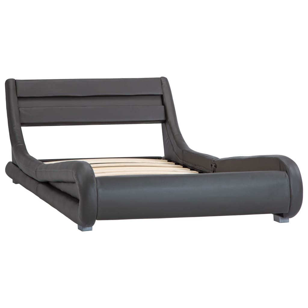 vidaXL Estrutura de cama com LED 100x200 cm couro artificial cinzento
