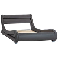 vidaXL Estrutura de cama com LED 100x200 cm couro artificial cinzento