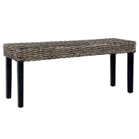 vidaXL Banco 110cm vime Kubu natural e madeira maciça de mogno branco
