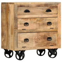 vidaXL Armário lateral c/ rodas 70x40x75cm madeira de mangueira maciça