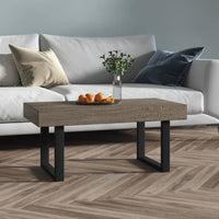 vidaXL Mesa de centro 90x45x40 cm MDF e ferro castanho-claro e preto