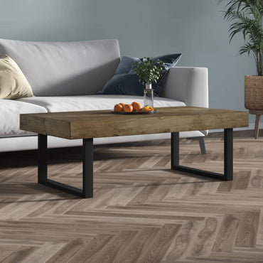 vidaXL Mesa de centro 120x60x40 cm MDF e ferro castanho-claro e preto