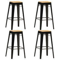 vidaXL Bancos de bar 4 pcs madeira de mangueira maciça preto