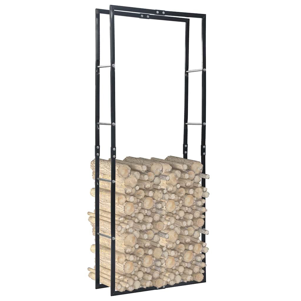 vidaXL Suporte para lenha 50x20x150 cm aço preto