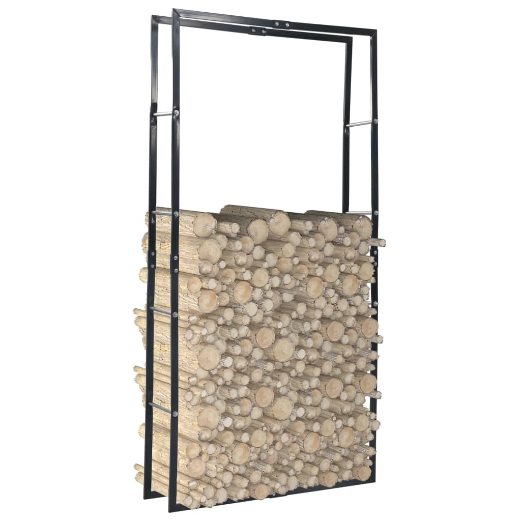 vidaXL Suporte para lenha 50x20x150 cm aço preto