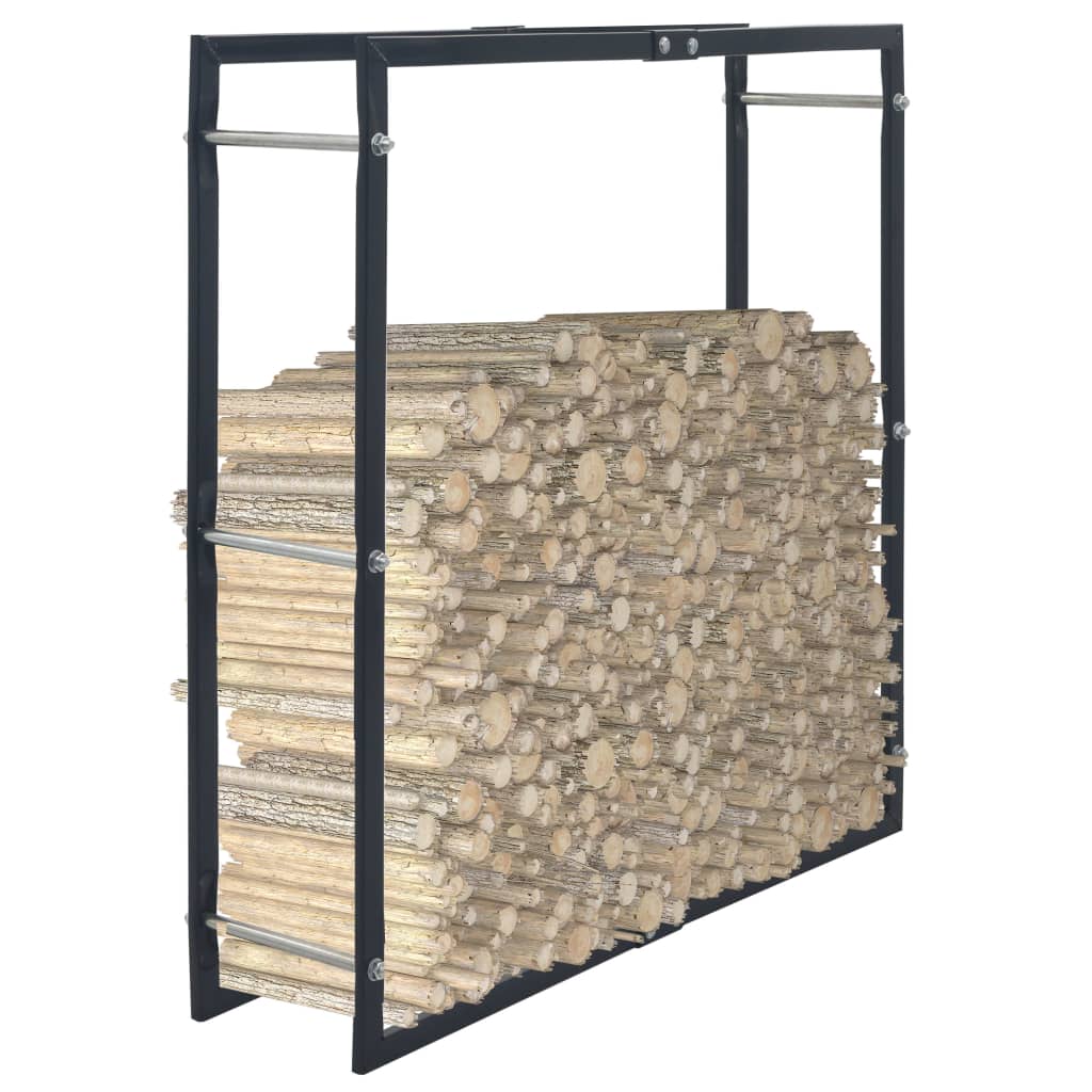 vidaXL Suporte para lenha 50x20x150 cm aço preto