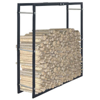 vidaXL Suporte para lenha 50x20x150 cm aço preto