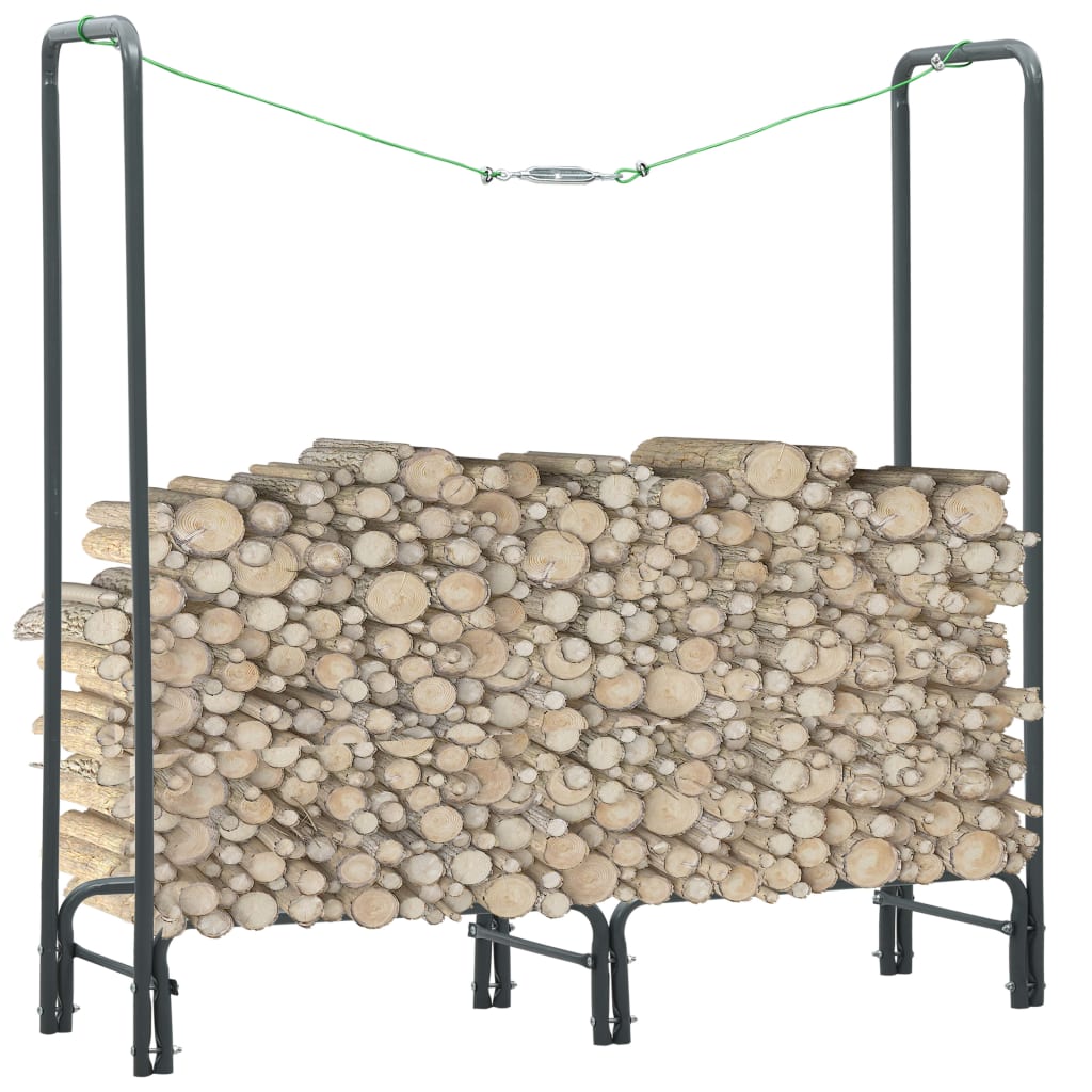 vidaXL Suporte para lenha 50x20x150 cm aço preto