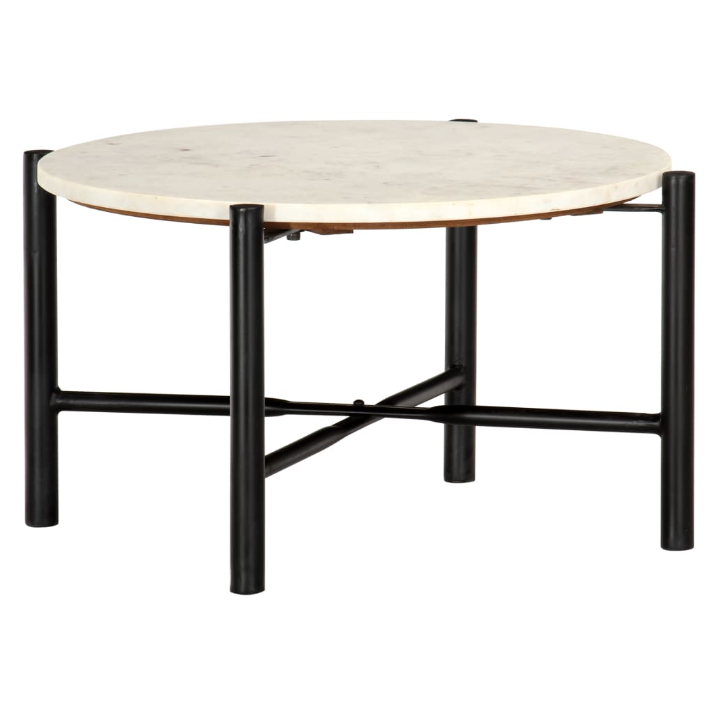 vidaXL Mesa de centro 60x60x35cm pedra genuína textura mármore branco