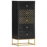 vidaXL Armário gavetas 45x30x105 cm madeira mangueira preto e dourado