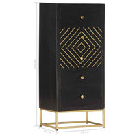 vidaXL Armário gavetas 45x30x105 cm madeira mangueira preto e dourado