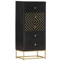 vidaXL Armário gavetas 45x30x105 cm madeira mangueira preto e dourado