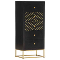 vidaXL Armário gavetas 45x30x105 cm madeira mangueira preto e dourado