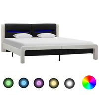 vidaXL Estrutura cama c/ LEDs couro artificial 180x200cm branco/preto