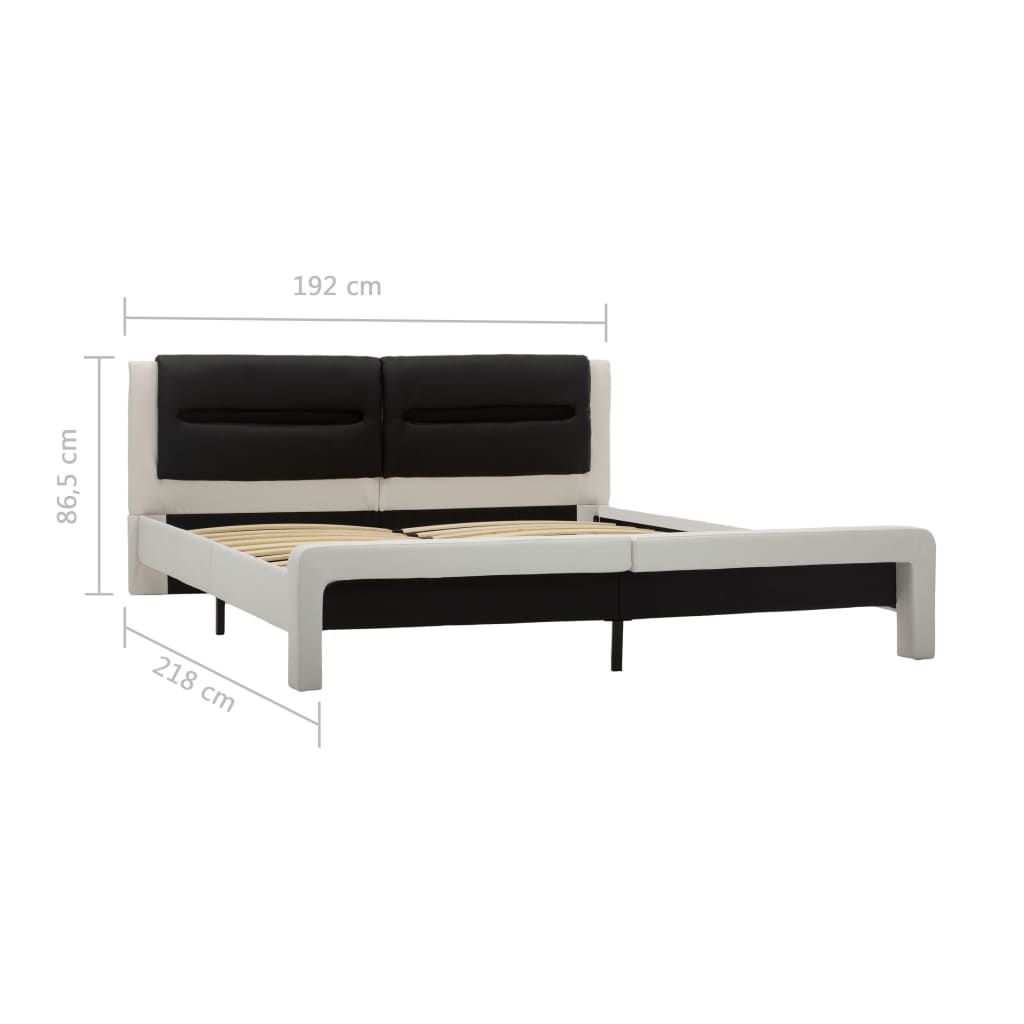 vidaXL Estrutura da Cama Branco e Preto 120 x 200 cm Couro Sintético