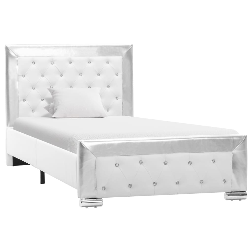 vidaXL Estrutura de cama 90x200 cm couro artificial branco
