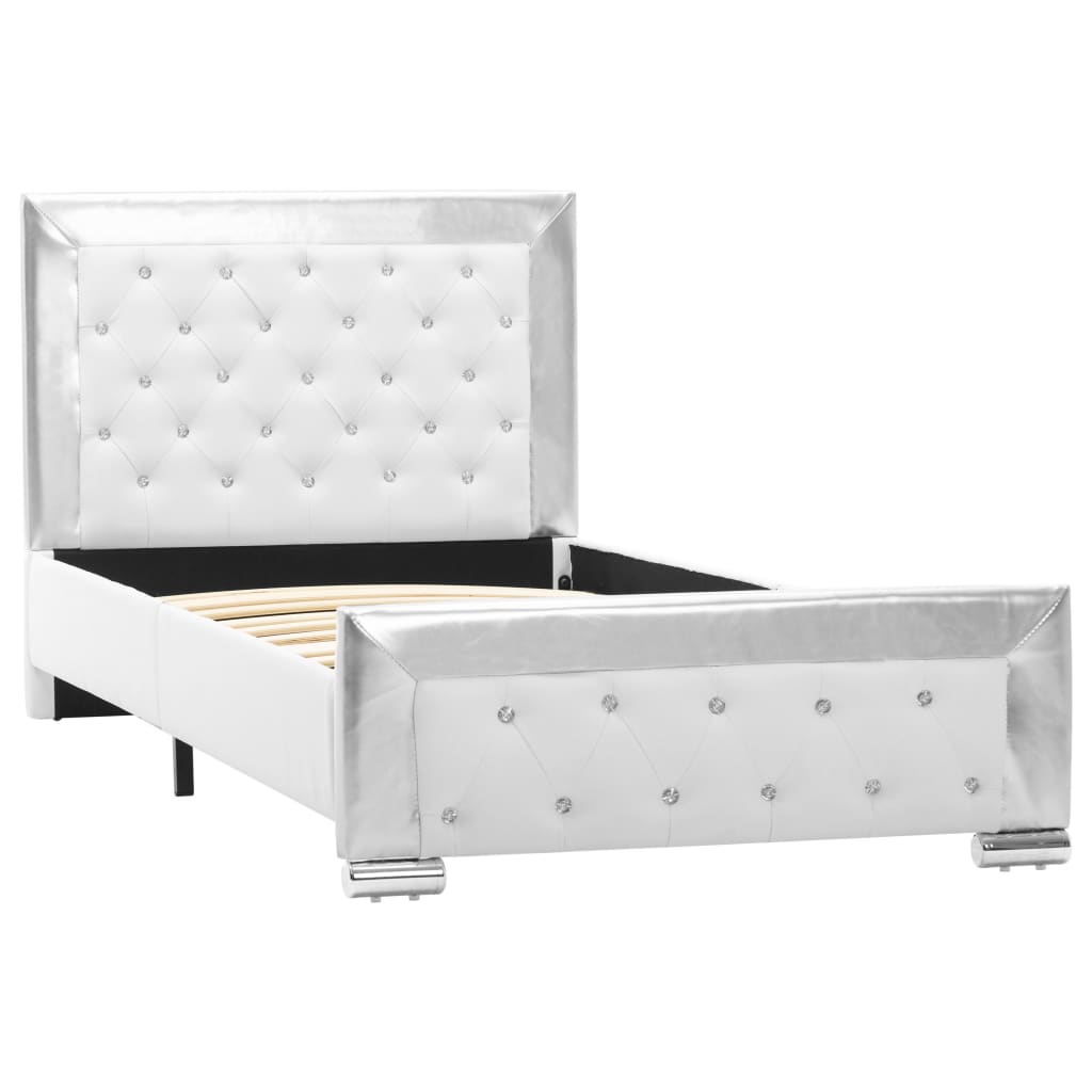 vidaXL Estrutura de cama 90x200 cm couro artificial branco