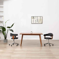 vidaXL Cadeira jantar giratória madeira curvada/couro artificial preto