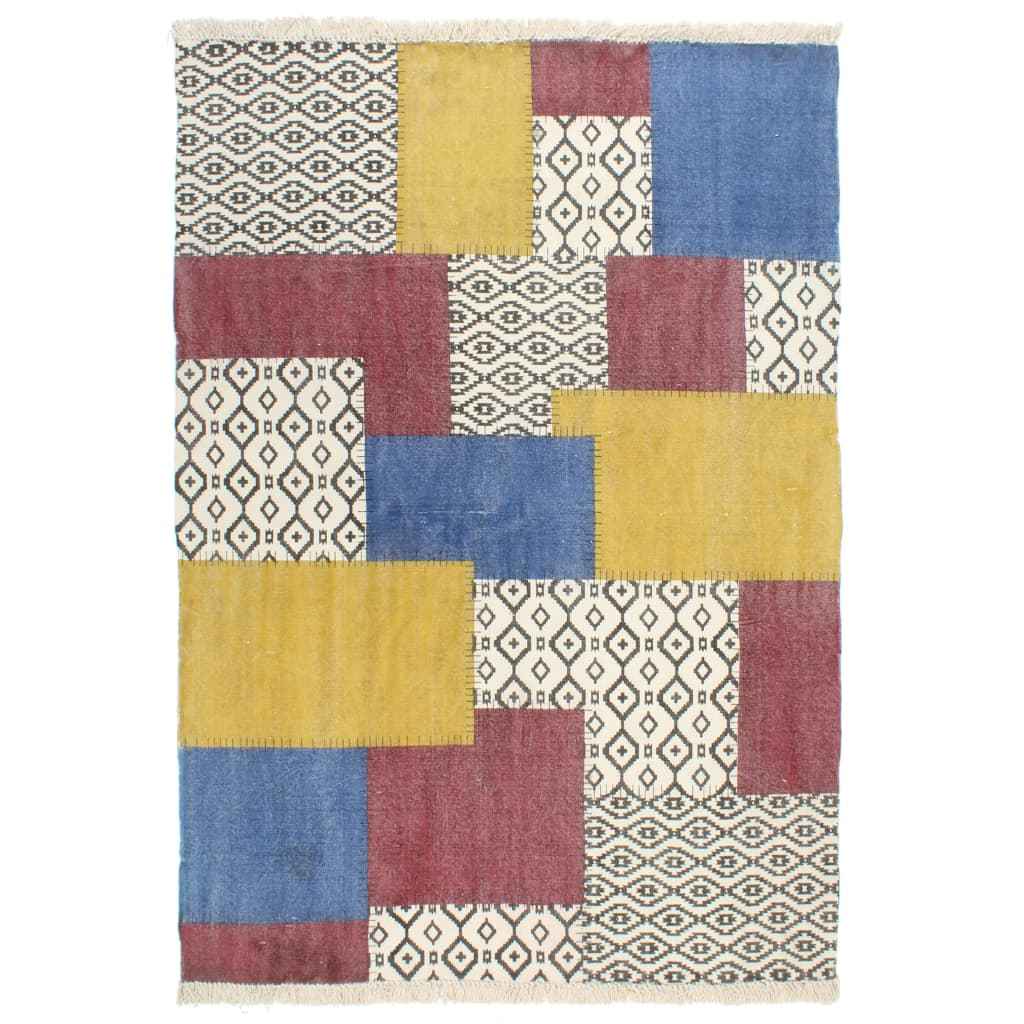 vidaXL Tapete Kilim tecido à mão 120x180 cm algodão padrão multicor