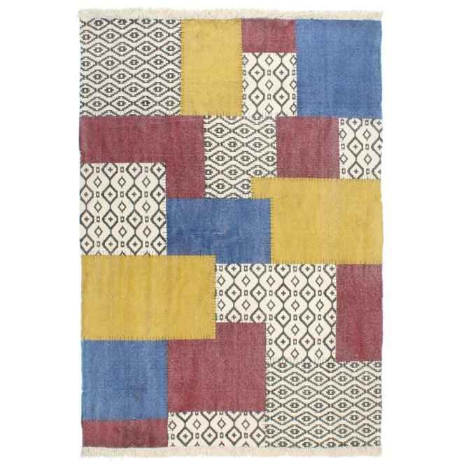 vidaXL Tapete Kilim tecido à mão 120x180 cm algodão padrão multicor