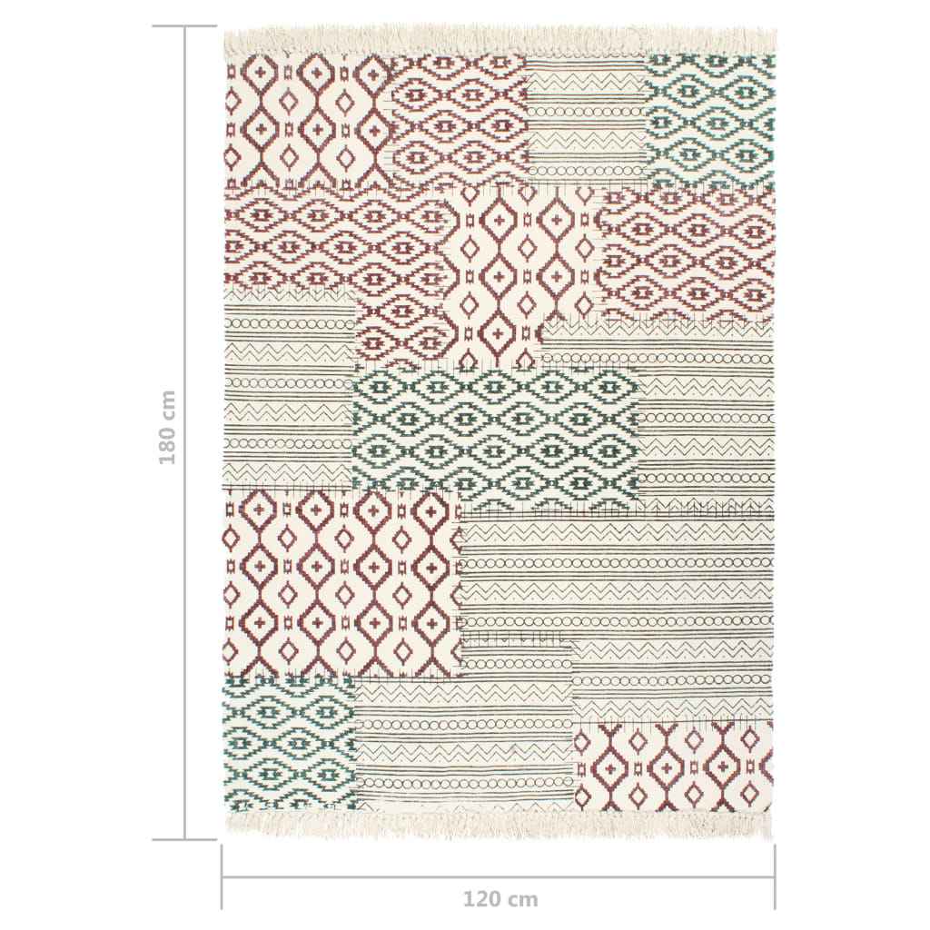 vidaXL Tapete Kilim tecido à mão 120x180 cm algodão padrão multicor