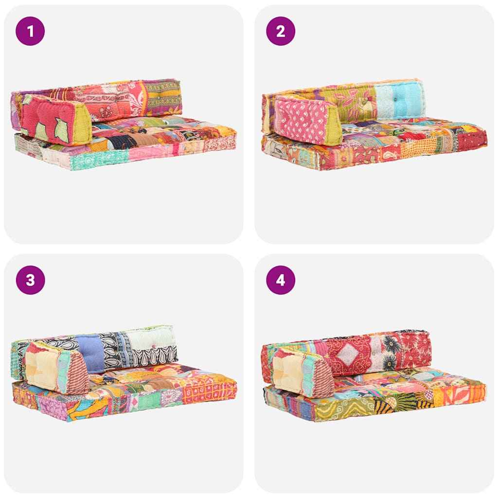 vidaXL Almofadão para sofá de paletes multicor tecido retalhos