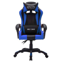 vidaXL Cadeira estilo corrida c/ luzes LED RGB couro artif. azul/preto