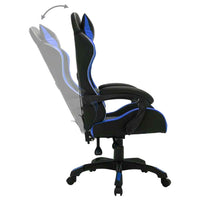vidaXL Cadeira estilo corrida c/ luzes LED RGB couro artif. azul/preto