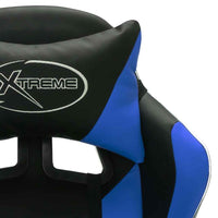 vidaXL Cadeira estilo corrida c/ luzes LED RGB couro artif. azul/preto