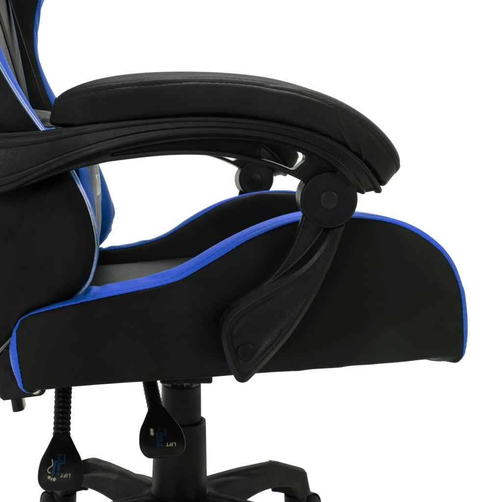 vidaXL Cadeira estilo corrida c/ luzes LED RGB couro artif. azul/preto