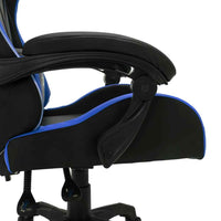 vidaXL Cadeira estilo corrida c/ luzes LED RGB couro artif. azul/preto