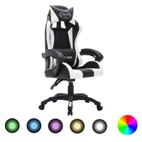 vidaXL Cadeira estilo corrida c/ luzes LED RGB couro artif. azul/preto