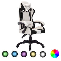vidaXL Cadeira estilo corrida c/ luzes LED RGB couro artif. azul/preto