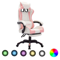 vidaXL Cadeira estilo corrida c/ luzes LED RGB couro artif. azul/preto