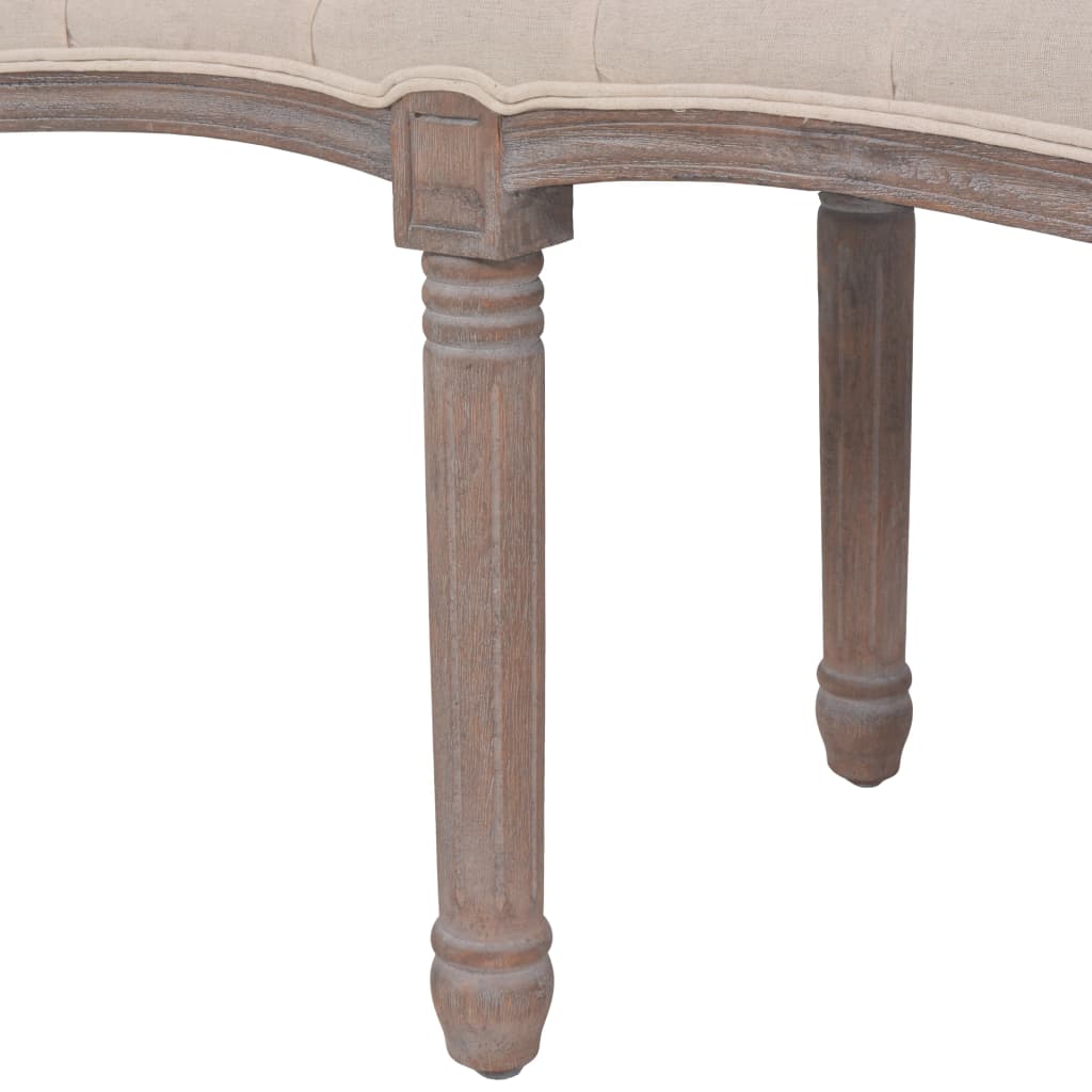 vidaXL Banco em tecido e madeira maciça 59.1"x15.7"x18.9" branco nata