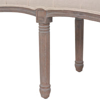 vidaXL Banco em tecido e madeira maciça 59.1"x15.7"x18.9" branco nata