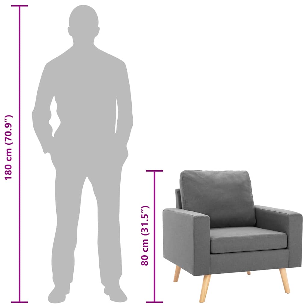 vidaXL Poltrona em tecido cinzento-claro