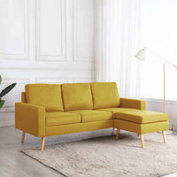 vidaXL Sofá de 3 lugares com apoio de pés tecido cinzento-claro