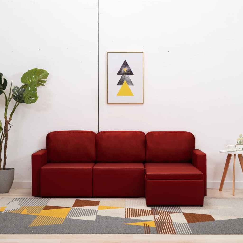 vidaXL Sofá-cama modular de 3 lugares couro artificial branco