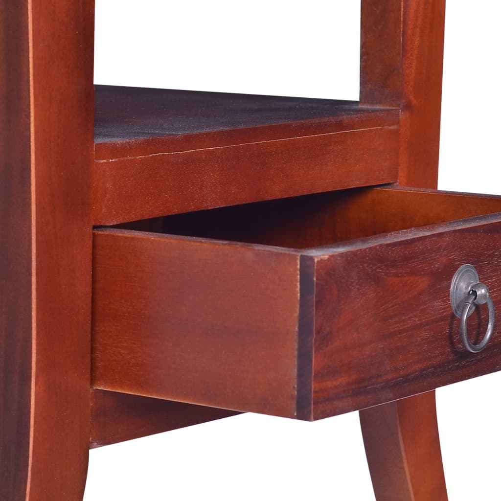 vidaXL Mesa de cabeceira madeira mogno maciça castanho clássico