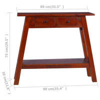 vidaXL Mesa consola 90x30x75 cm mogno maciço castanho clássico