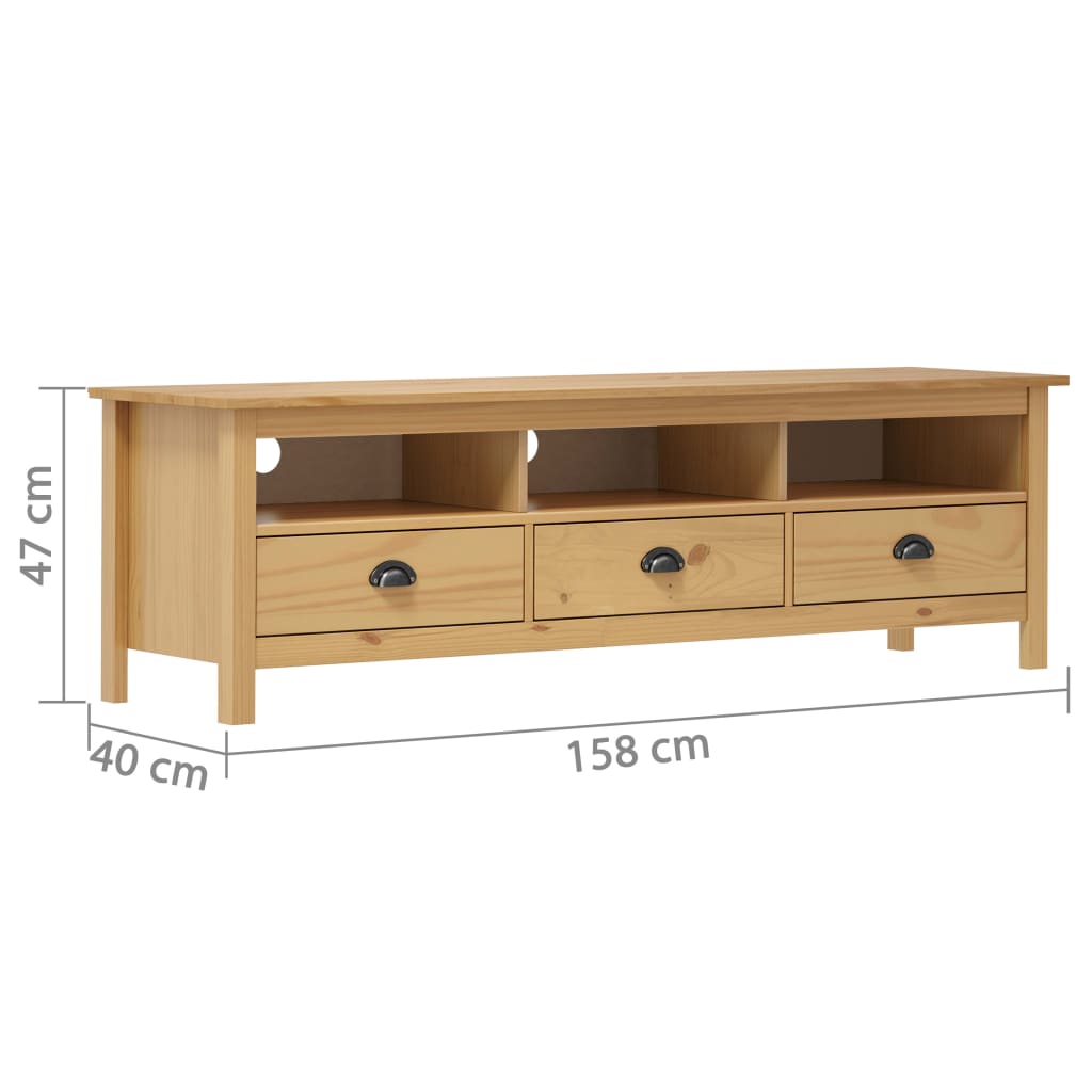 vidaXL Móvel de TV Hill 158x40x47 cm pinho maciço castanho mel